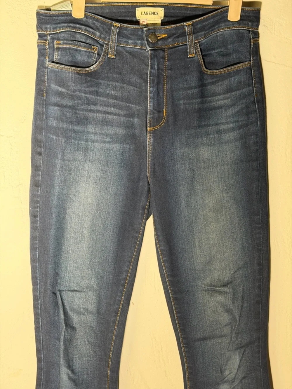 L'AGENCE dark distressed High-Rise Skinny Margot Jeans